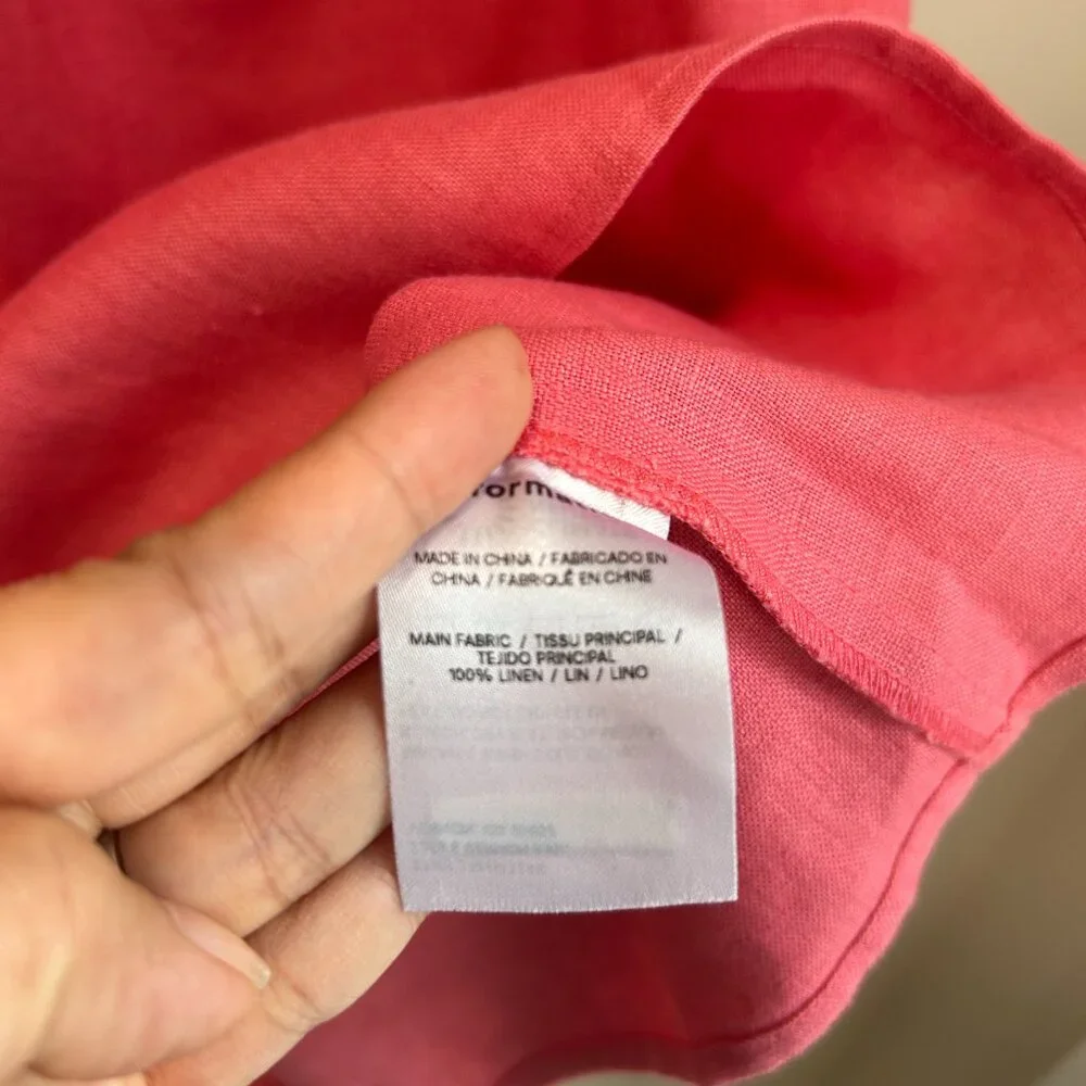 Reformation Ryland Linen Mini Dress Pink Bow Tie Front Slip Dress Size 6 - Picture 6 of 10
